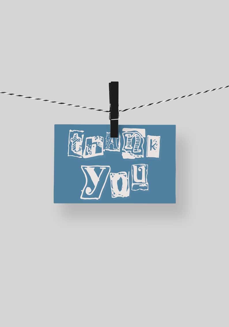 Thank You Postcard Blue